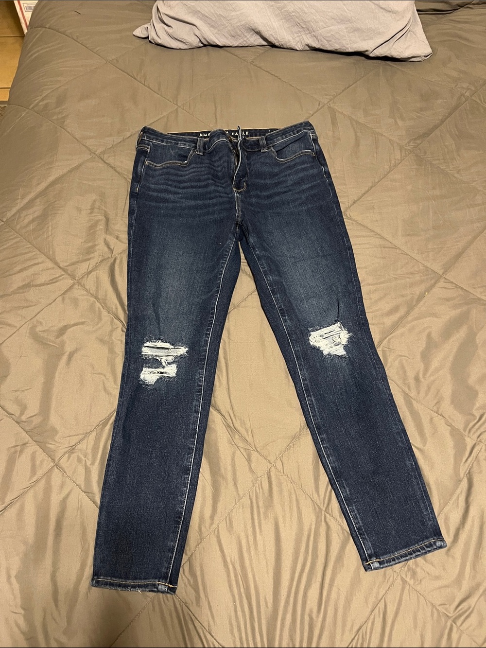 American Eagle Outfitters Dark Blue Ripped Skinny Jeans